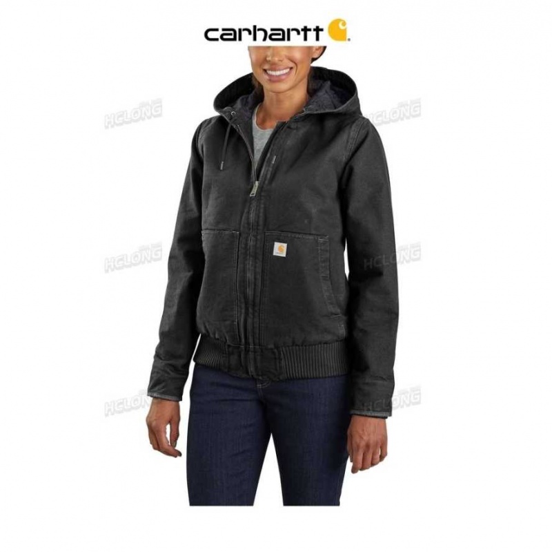 Carhartt Loose Fit Washed Duck Insulated Active Jacket - 3 Warmest Rating Black | TH0000165