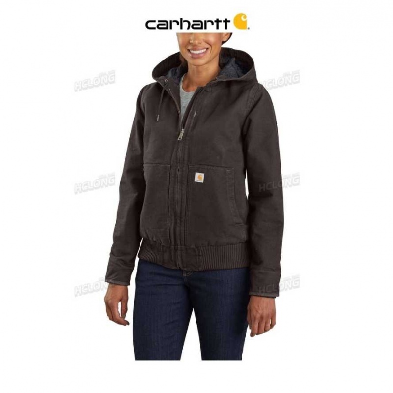 Carhartt Loose Fit Washed Duck Insulated Active Jac - 3 Warmest Rating Dark Brown | TH0000166