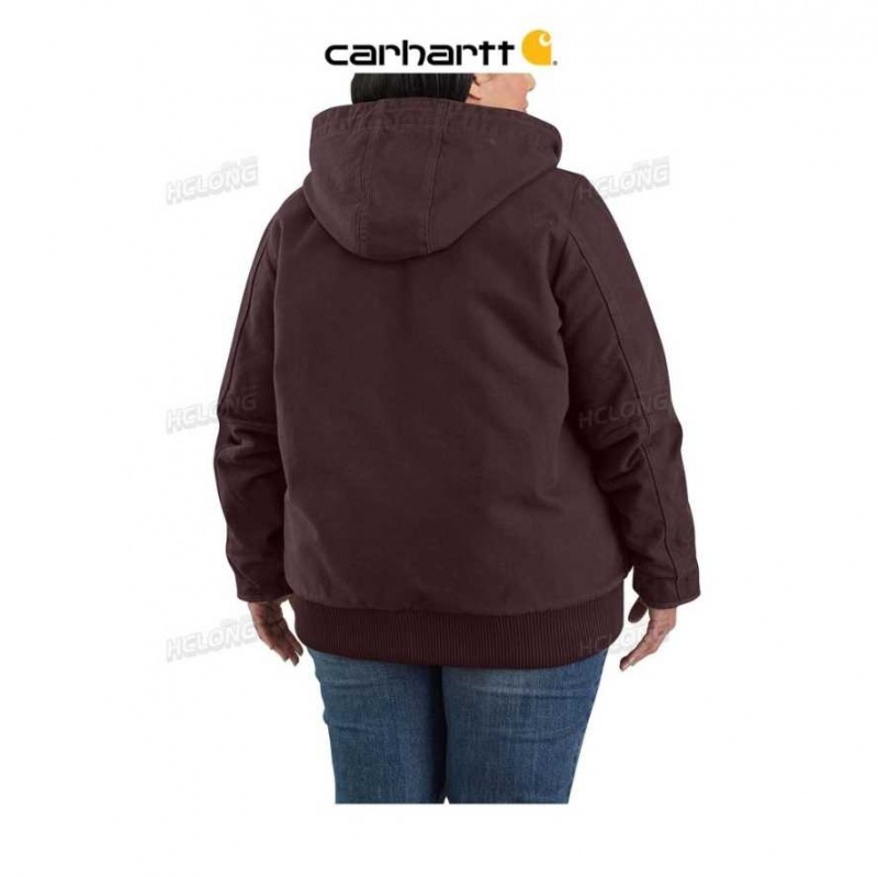 Carhartt Loose Fit Washed Duck Insulated Active Jac - 3 Warmest Rating DEEP WINE | TH0000167