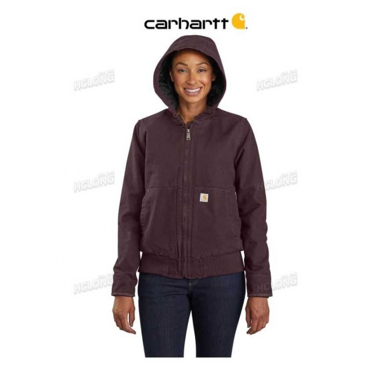 Carhartt Loose Fit Washed Duck Insulated Active Jac - 3 Warmest Rating DEEP WINE | TH0000167