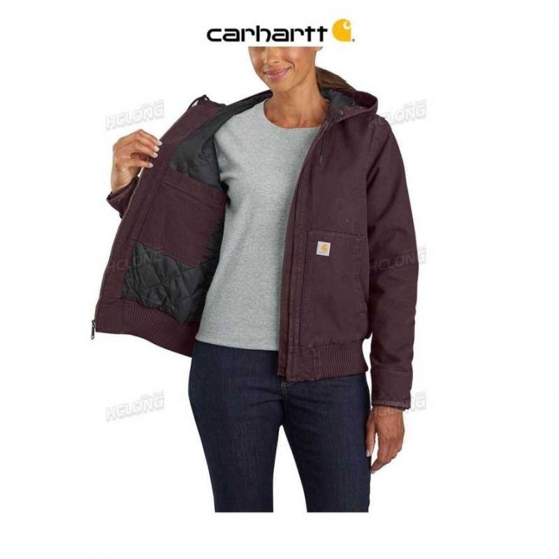 Carhartt Loose Fit Washed Duck Insulated Active Jac - 3 Warmest Rating DEEP WINE | TH0000167