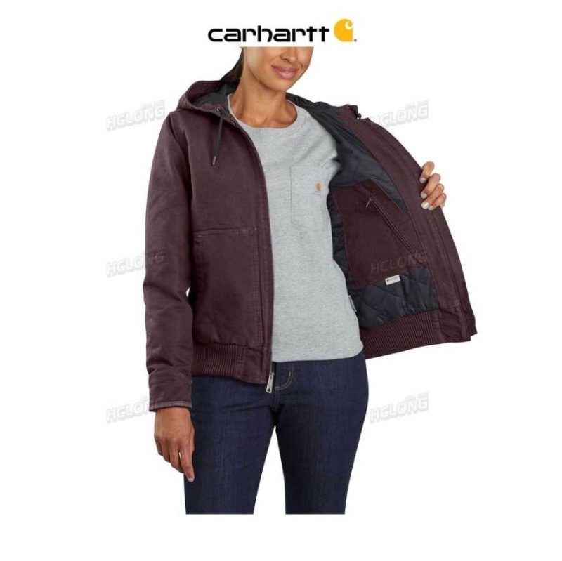 Carhartt Loose Fit Washed Duck Insulated Active Jac - 3 Warmest Rating DEEP WINE | TH0000167