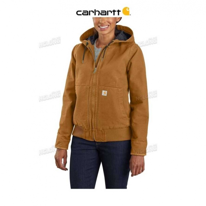 Carhartt Loose Fit Washed Duck Insulated Active Jac - 3 Warmest Rating Brown | TH0000169