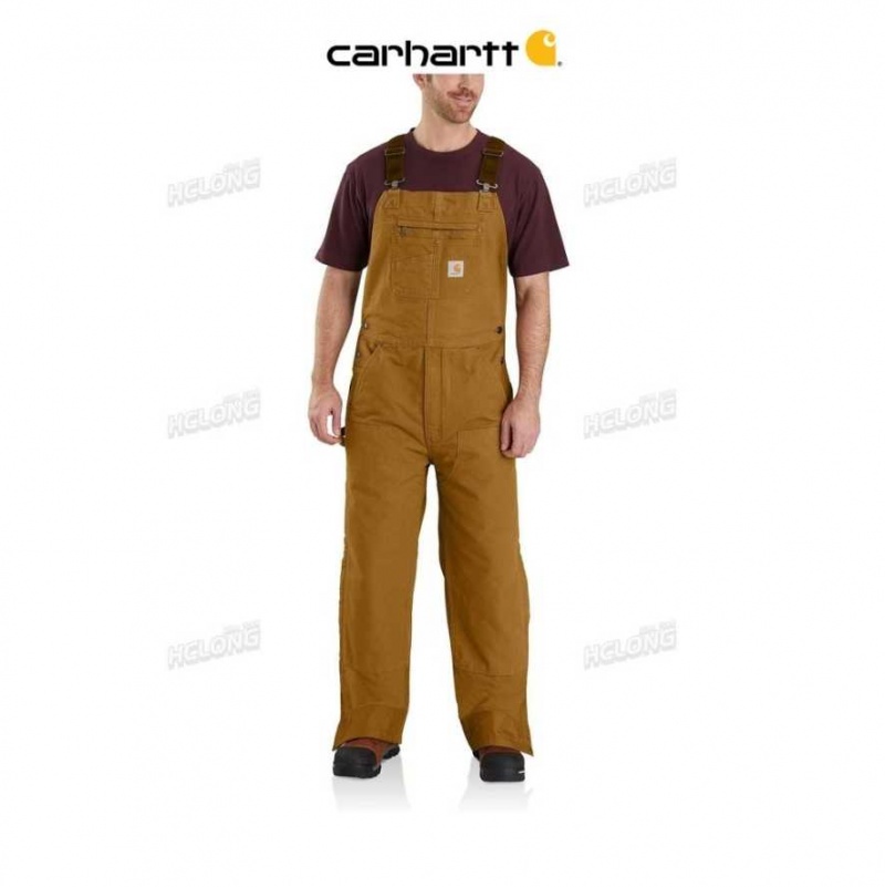 Carhartt Loose Fit Washed Duck Insulated Bib Overall Brown | TH0000823