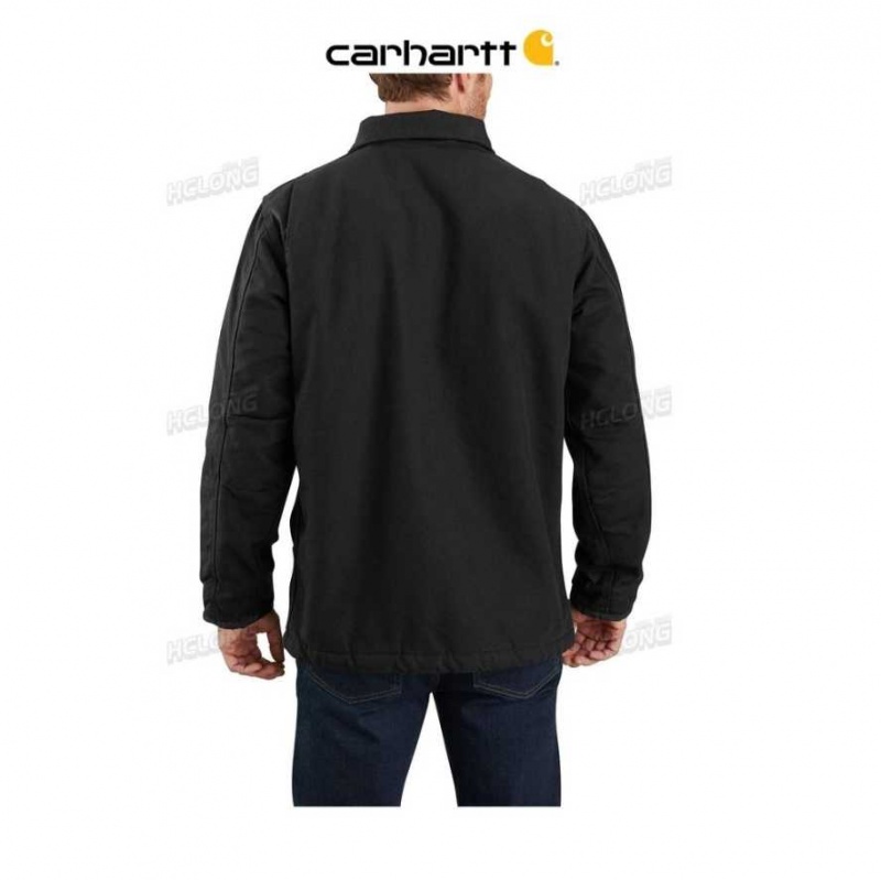 Carhartt Loose Fit Washed Duck Sherpa-Lined Coat Black | TH0000971