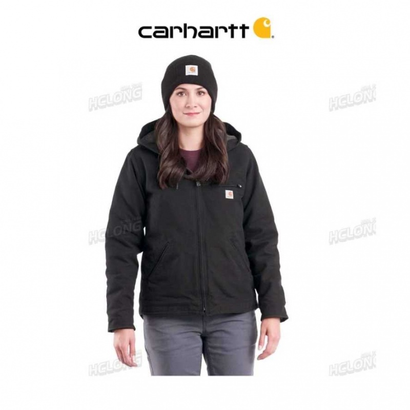 Carhartt Loose Fit Washed Duck Sherpa Lined Jacket - 3 Warmest Rating Dark Brown | TH0000172