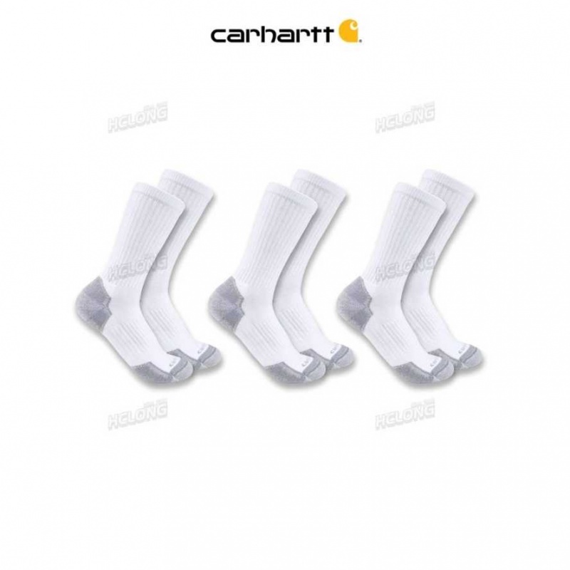 Carhartt Midweight Cotton Blend Crew Sock 3-Pack White | TH0001973