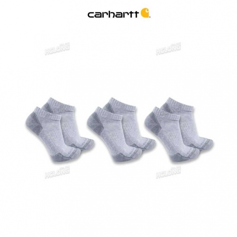 Carhartt Midweight Cotton Blend Low Cut Sock 3-Pack Gray | TH0002013