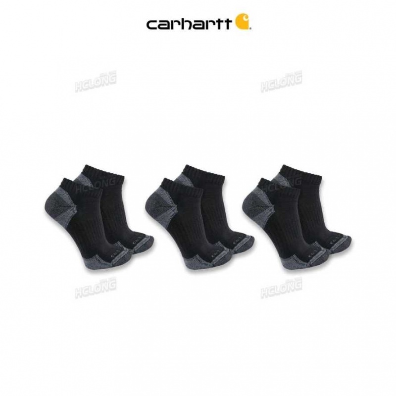 Carhartt Midweight Cotton Blend Low Cut Sock 3-Pack Black | TH0002014