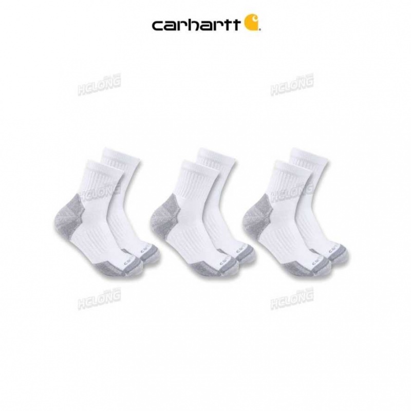 Carhartt Midweight Cotton Blend Quarter Sock 3-Pack White | TH0002038