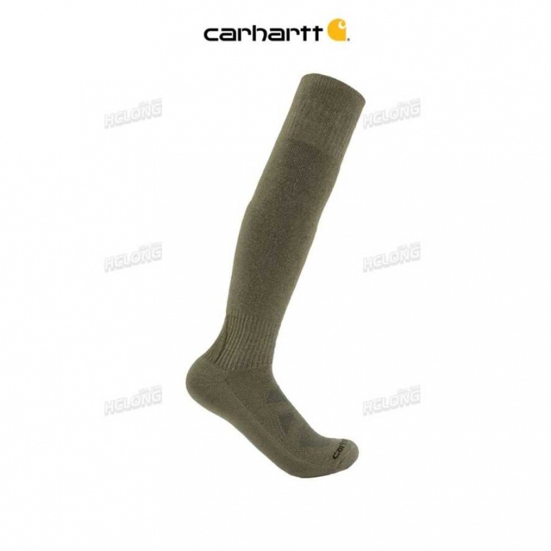 Carhartt Midweight Merino Wool Blend Uniform Over-The-Calf Sock Army Green | TH0002030