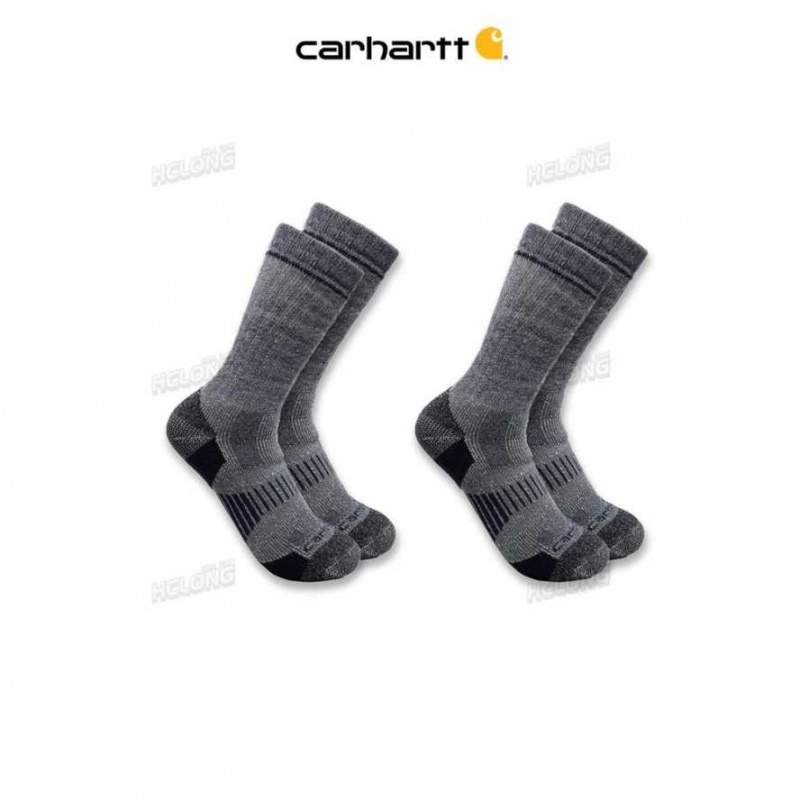 Carhartt Midweight Synthetic-Wool Blend Boot Sock 2-Pack Navy | TH0001903