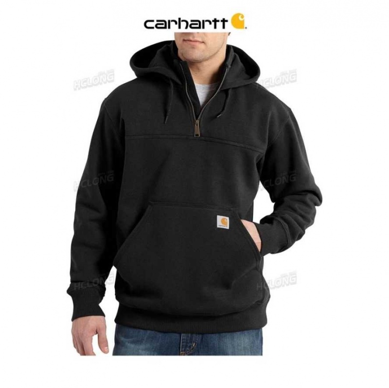 Carhartt Rain Defender Loose Fit Heavyweight Quarter-Zip Sweatshirt Black | TH0000396