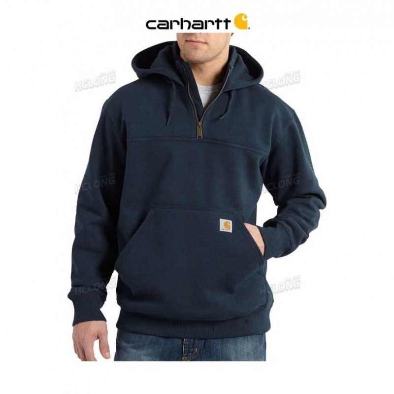 Carhartt Rain Defender Loose Fit Heavyweight Quarter-Zip Sweatshirt New Navy | TH0000399