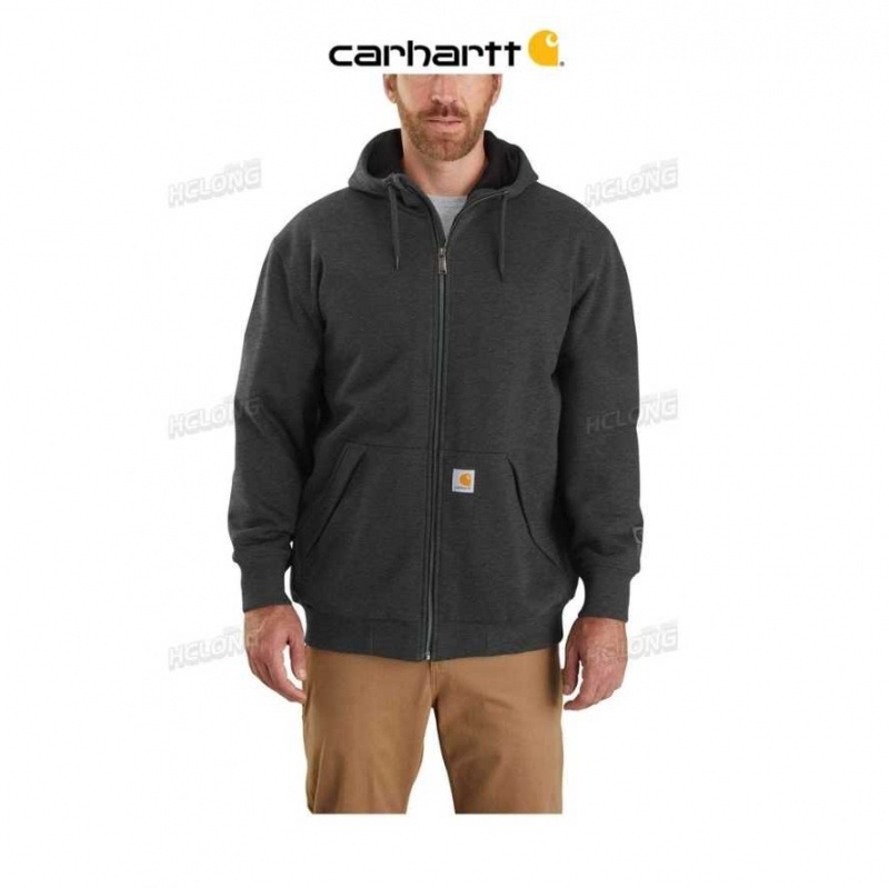 Carhartt Rain Defender Loose Fit Midweight Thermal-Lined Full-Zip Sweatshirt Carbon Heather | TH0000433