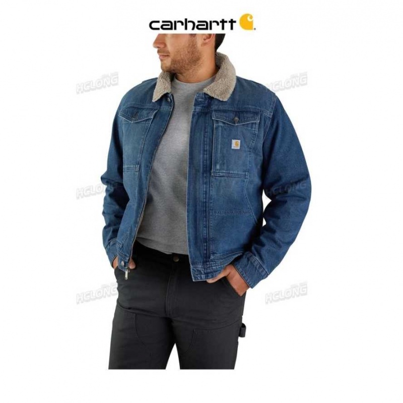 Carhartt Relaxed Fit Denim Sherpa-Lined Jacket Beech | TH0000220