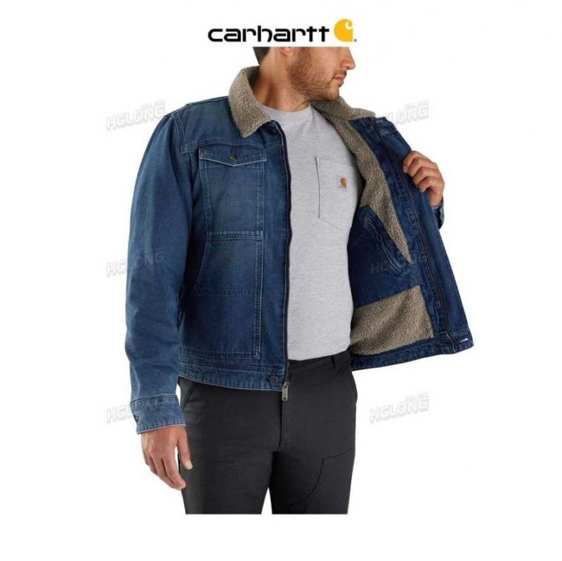 Carhartt Relaxed Fit Denim Sherpa-Lined Jacket Beech | TH0000220