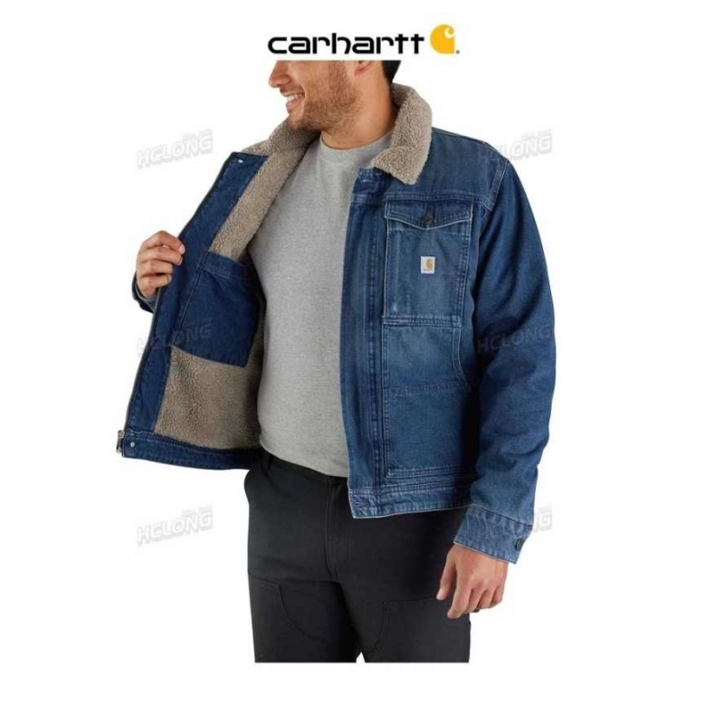 Carhartt Relaxed Fit Denim Sherpa-Lined Jacket Beech | TH0000220