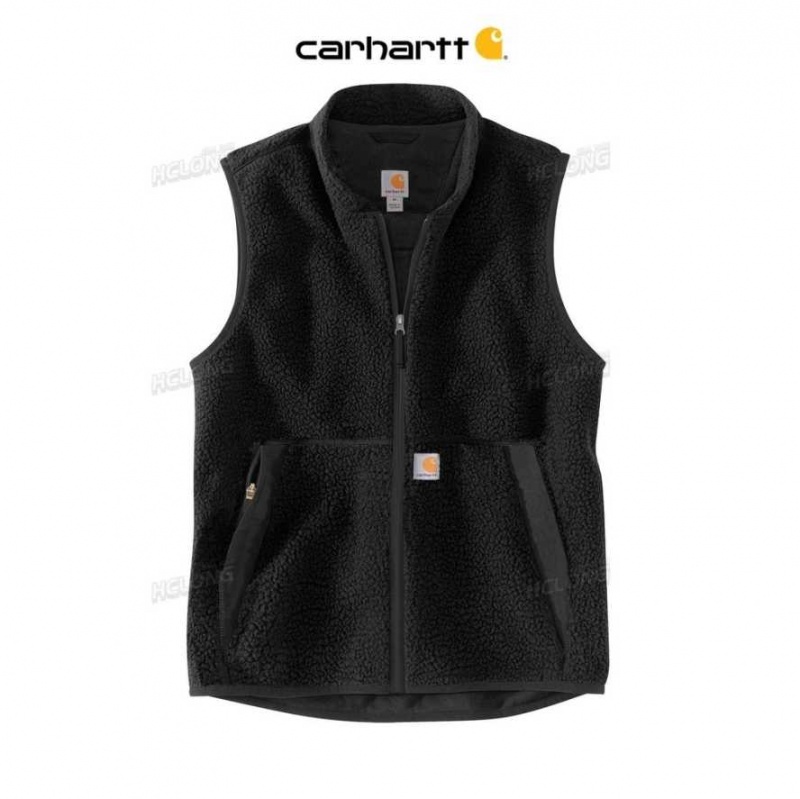 Carhartt Relaxed Fit Fleece Full Zip Vest Black | TH0002749