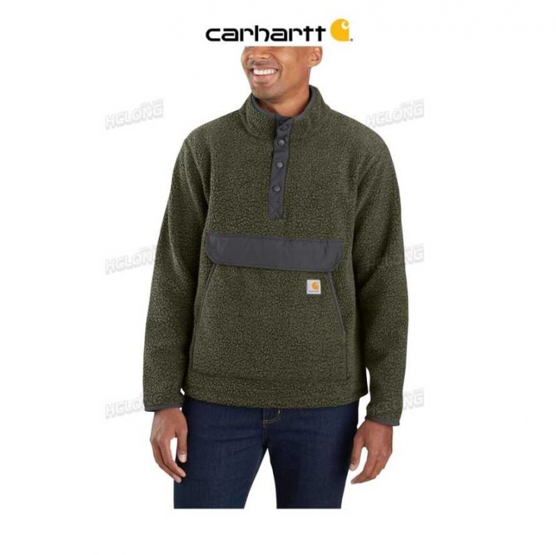 Carhartt Relaxed Fit Fleece Snap Front Jacket Basil Heather | TH0000194