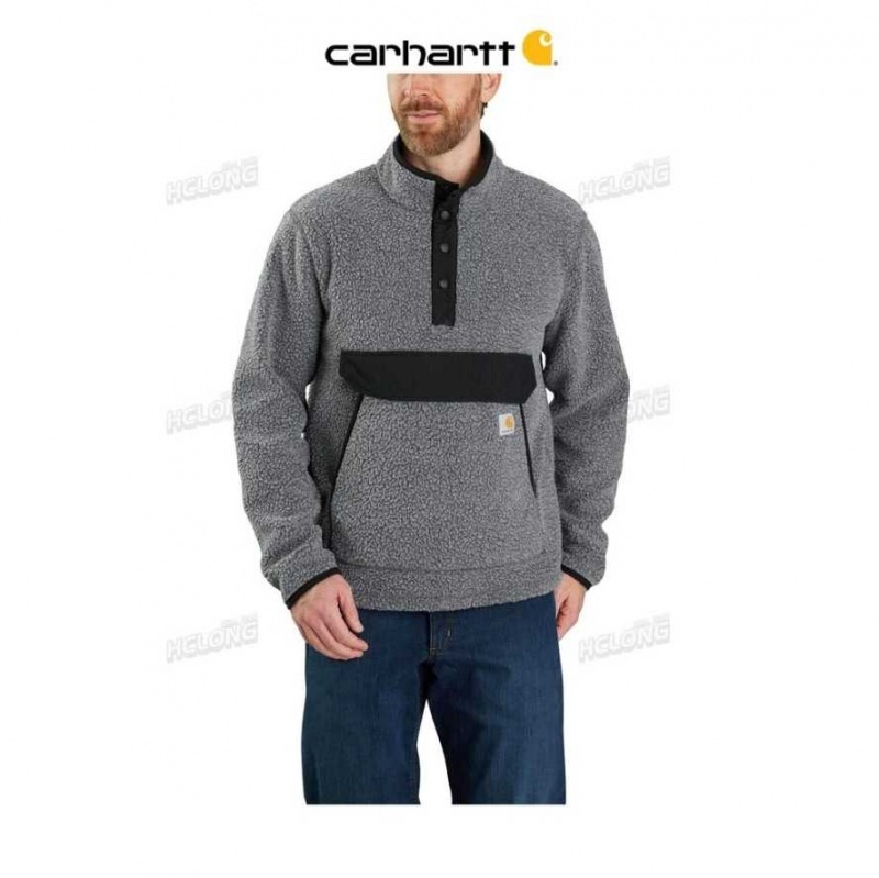 Carhartt Relaxed Fit Fleece Snap Front Jacket Granite Heather | TH0000196