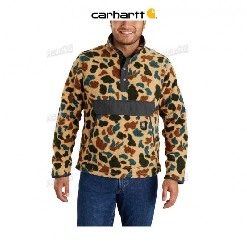 Carhartt Relaxed Fit Fleece Snap Front Jacket 1972 Duck Camo | TH0000199