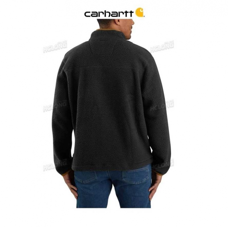 Carhartt Relaxed Fit Fleece Snap Front Jacket Black | TH0000200