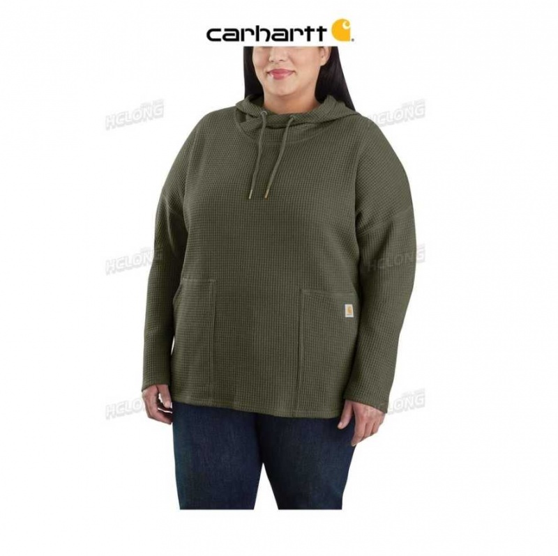 Carhartt Relaxed Fit Heavyweight Long-Sleeve Hooded Thermal Shirt Basil | TH0000006