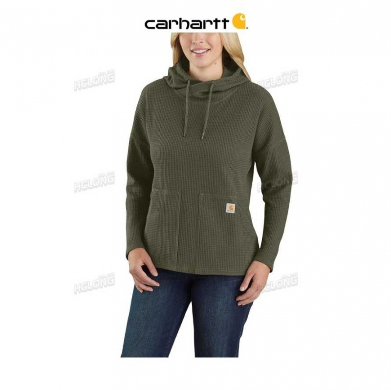 Carhartt Relaxed Fit Heavyweight Long-Sleeve Hooded Thermal Shirt Basil | TH0000006