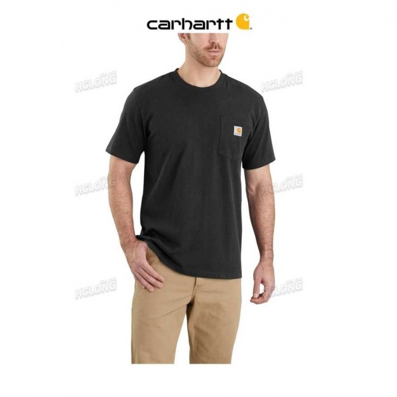 Carhartt Relaxed Fit Heavyweight Short-Sleeve Pocket T-Shirt Black | TH0002399