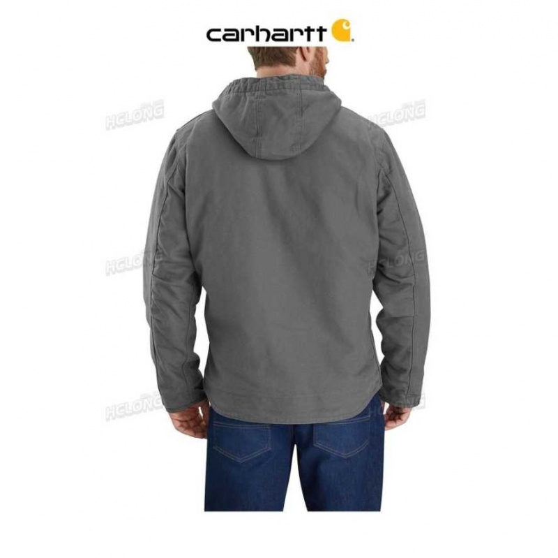 Carhartt Relaxed Fit Washed Duck Sherpa-Lined Jacket Gravel | TH0000181