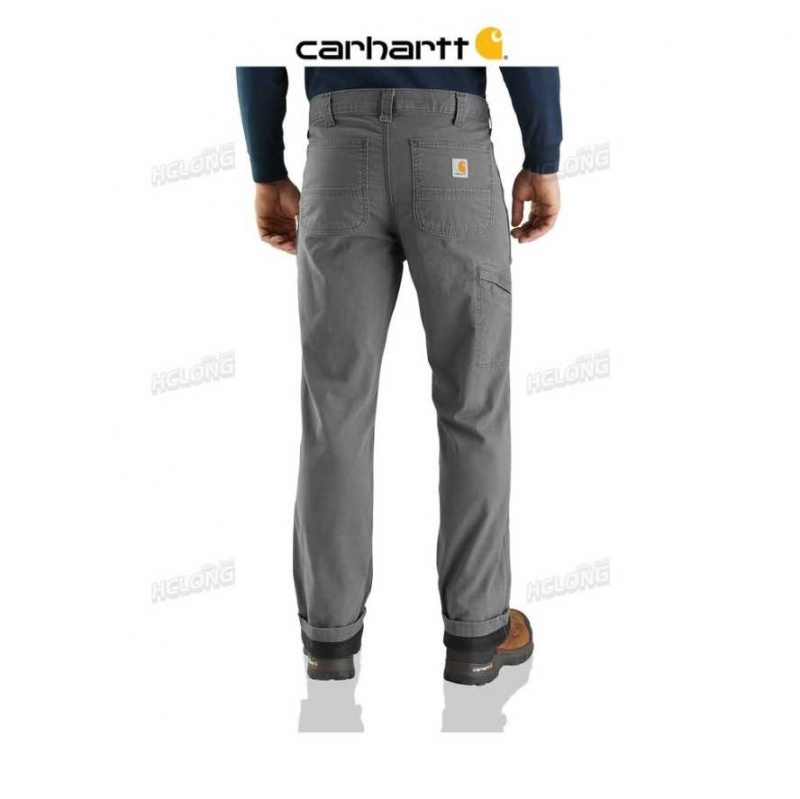 Carhartt Rugged Flex Relaxed Fit Canvas Flannel-Lined Utility Work Pant Gravel | TH0001622