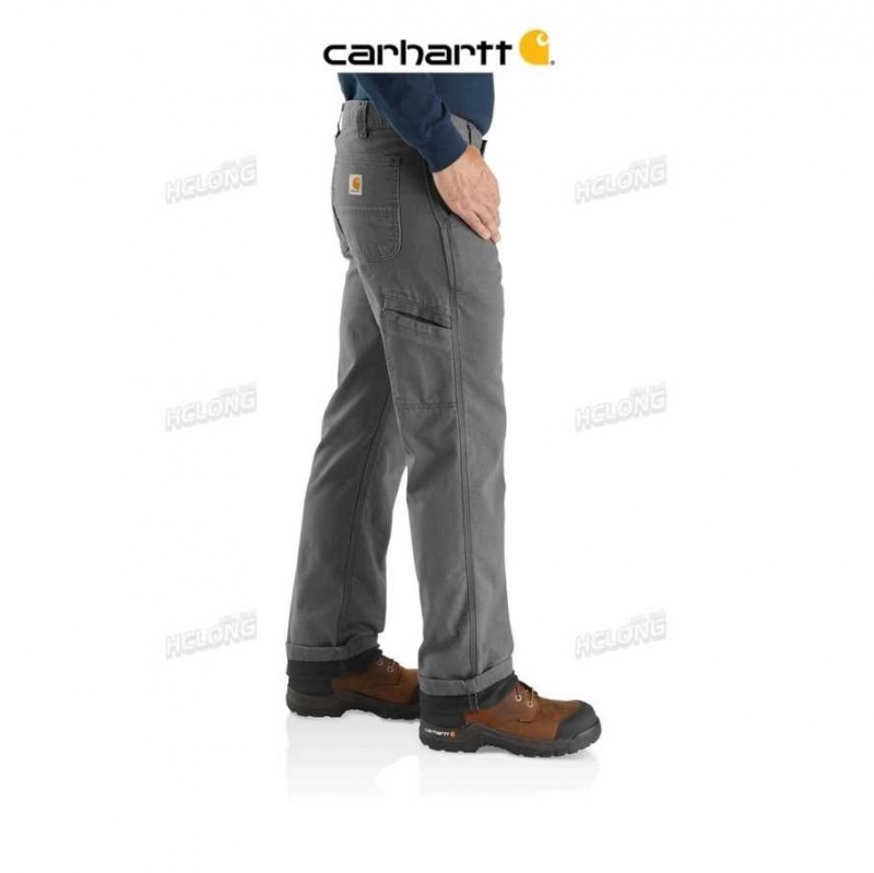 Carhartt Rugged Flex Relaxed Fit Canvas Flannel-Lined Utility Work Pant Gravel | TH0001622