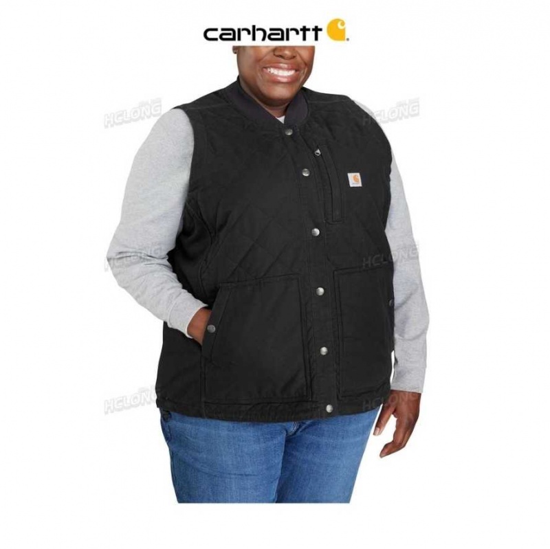 Carhartt Rugged Flex Relaxed Fit Canvas Insulated Rib Collar Vest Black | TH0002742