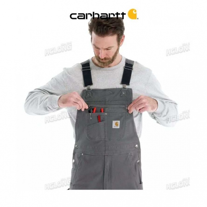 Carhartt Rugged Flex Relaxed Fit Canvas Bib Overall Gravel | TH0000788