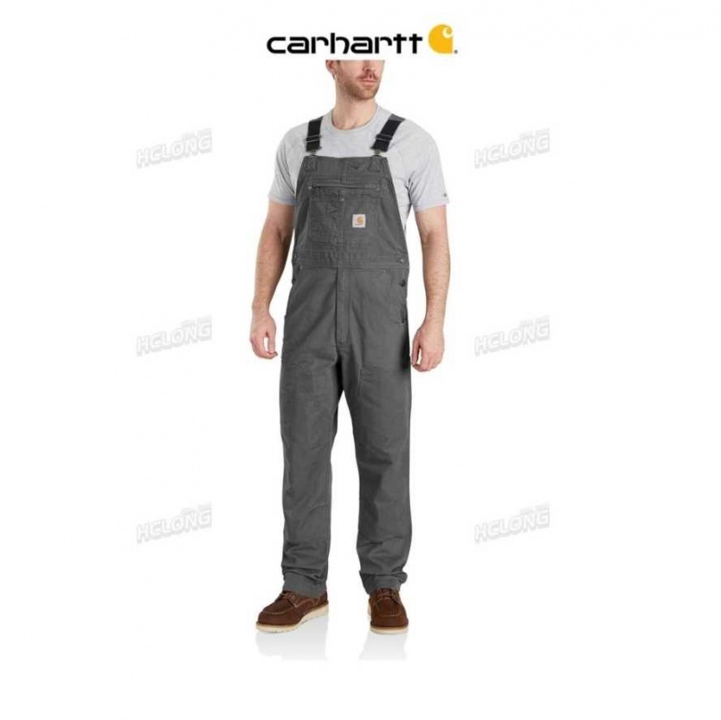 Carhartt Rugged Flex Relaxed Fit Canvas Bib Overall Gravel | TH0000788