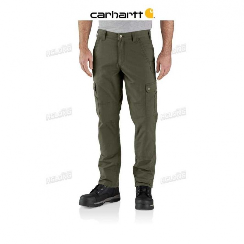 Carhartt Rugged Flex Relaxed Fit Ripstop Cargo Fleece-Lined Work Pant Basil | TH0001654