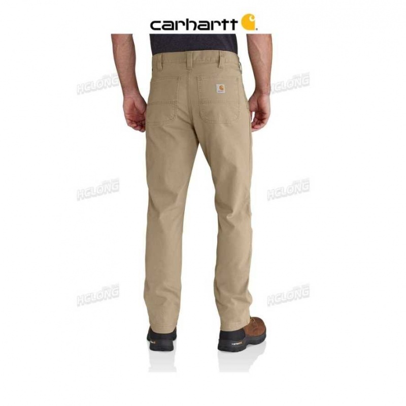 Carhartt Rugged Flex Straight Fit Canvas 5-Pocket Tapered Work Pant Dark Khaki | TH0001588