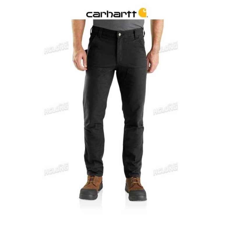 Carhartt Rugged Flex Straight Fit Duck Double Front Pants Black | TH0001619