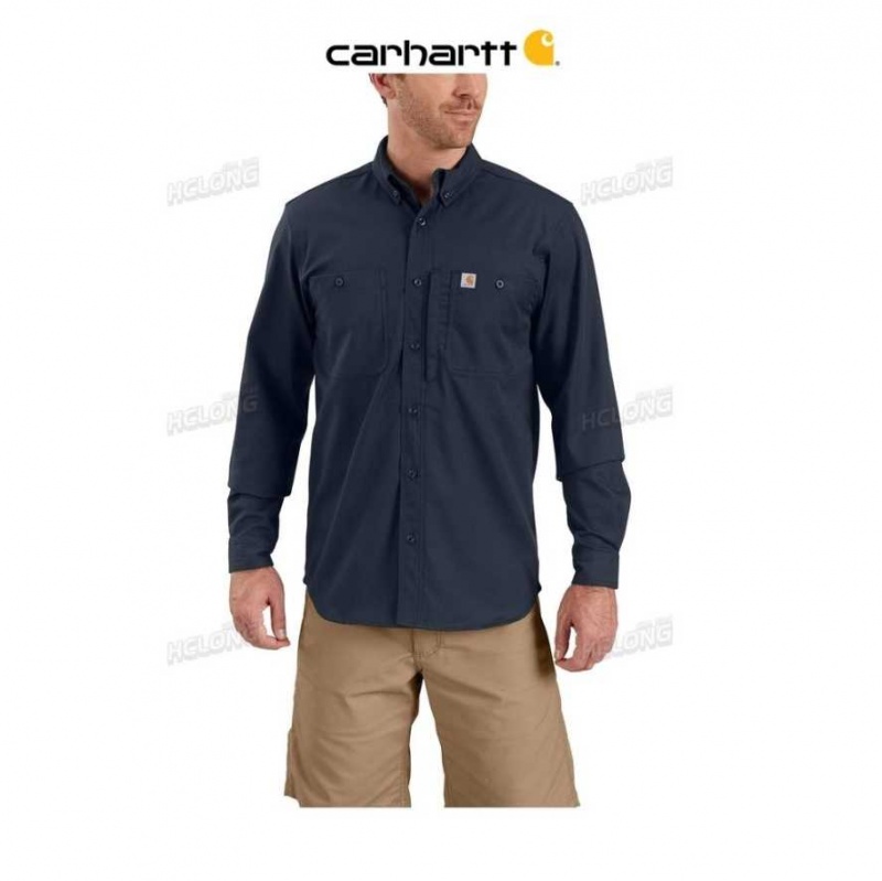 Carhartt Rugged Professional Series Long-Sleeve Shirt Navy | TH0001829