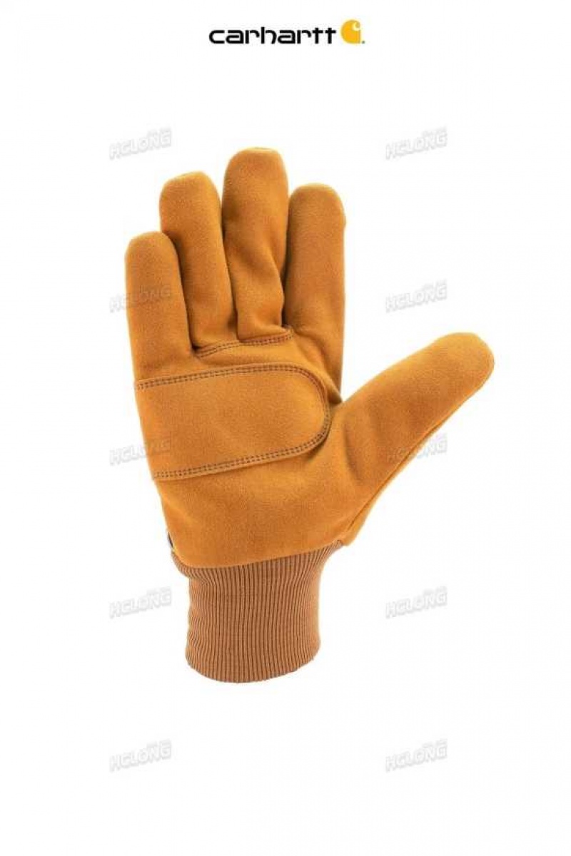 Carhartt Synthetic Suede Knit Cuff Work Glove Brown | TH0001103