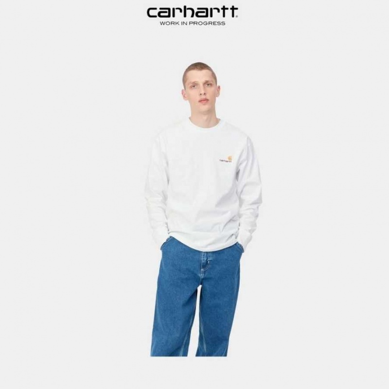 Carhartt Wip American Script Long Sleeve T-Shirt White | TH0002089