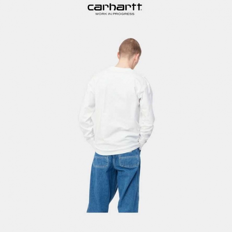 Carhartt Wip American Script Long Sleeve T-Shirt White | TH0002089