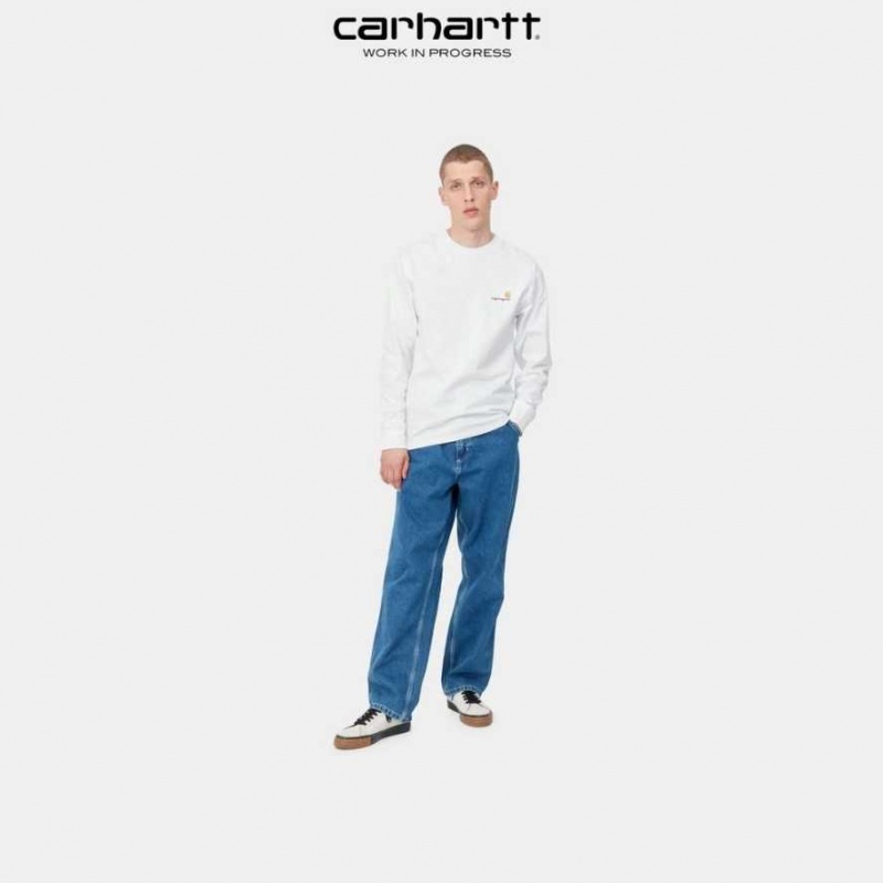 Carhartt Wip American Script Long Sleeve T-Shirt White | TH0002089