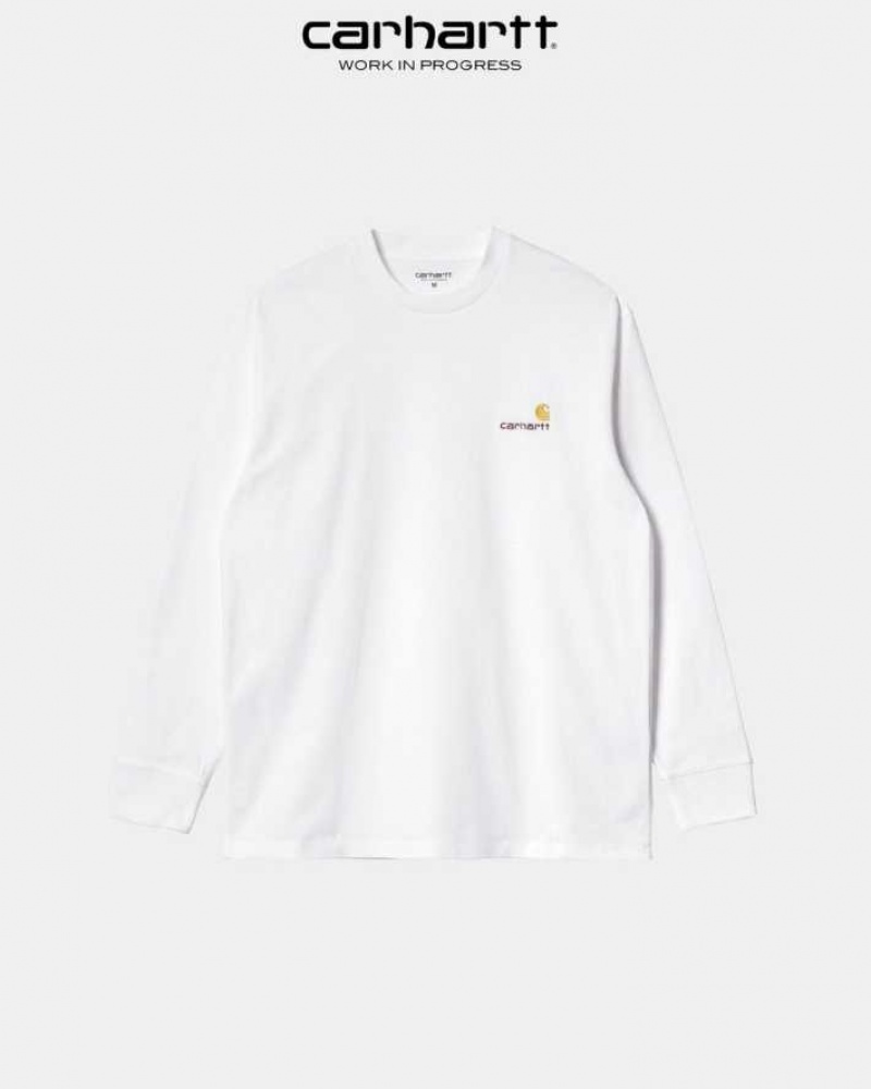 Carhartt Wip American Script Long Sleeve T-Shirt White | TH0002089