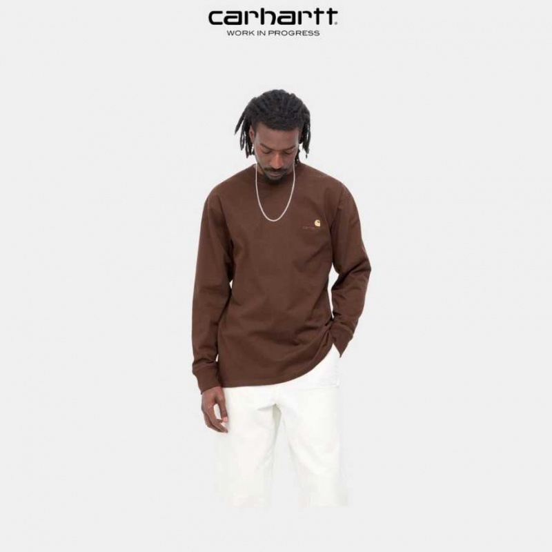 Carhartt Wip American Script Long Sleeve T-Shirt Ale | TH0002091