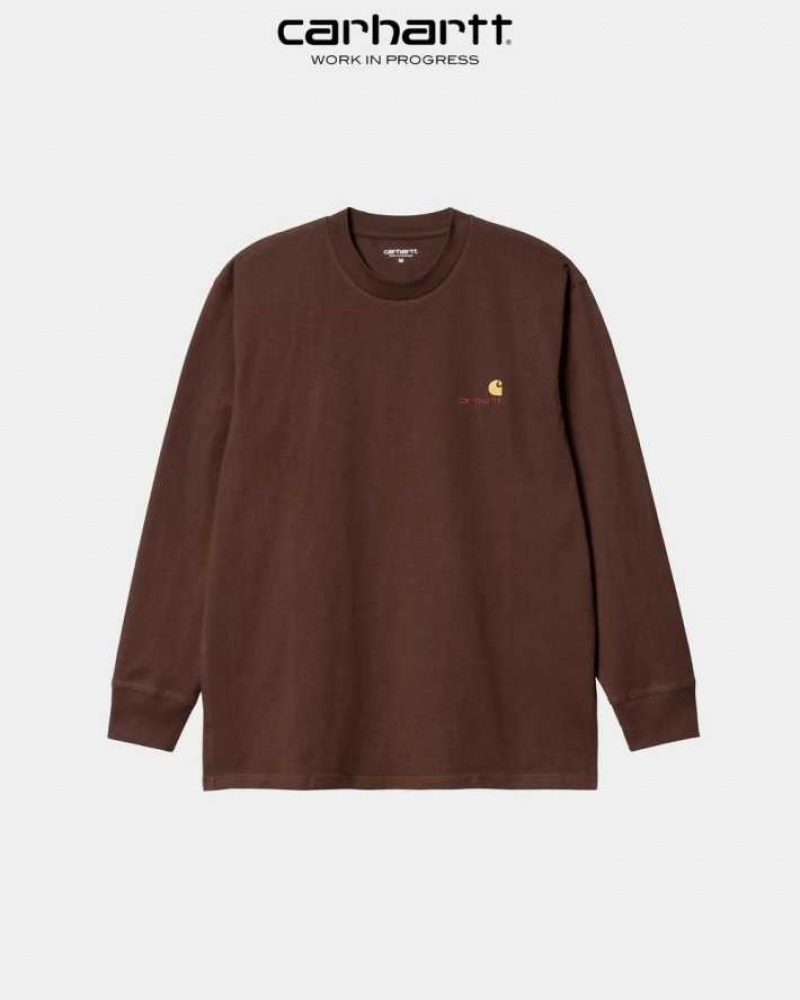 Carhartt Wip American Script Long Sleeve T-Shirt Ale | TH0002091