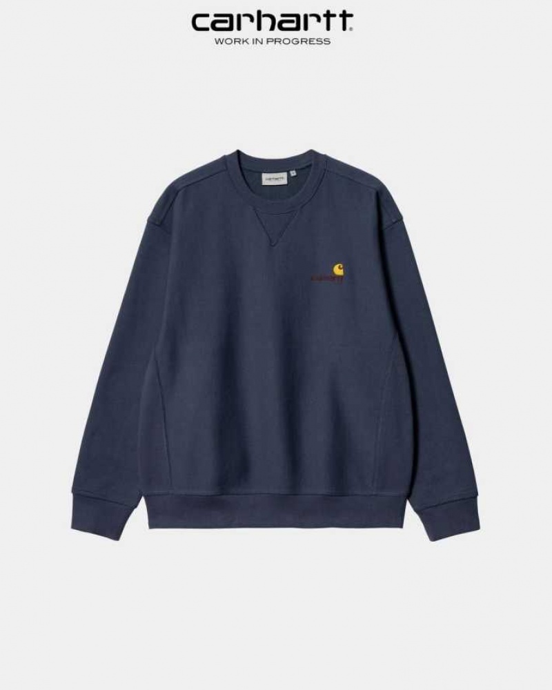 Carhartt Wip American Script Sweatshirt Enzian | TH0000235