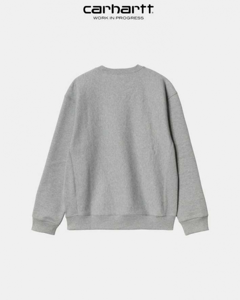 Carhartt Wip American Script Sweatshirt Grey Heather | TH0000238