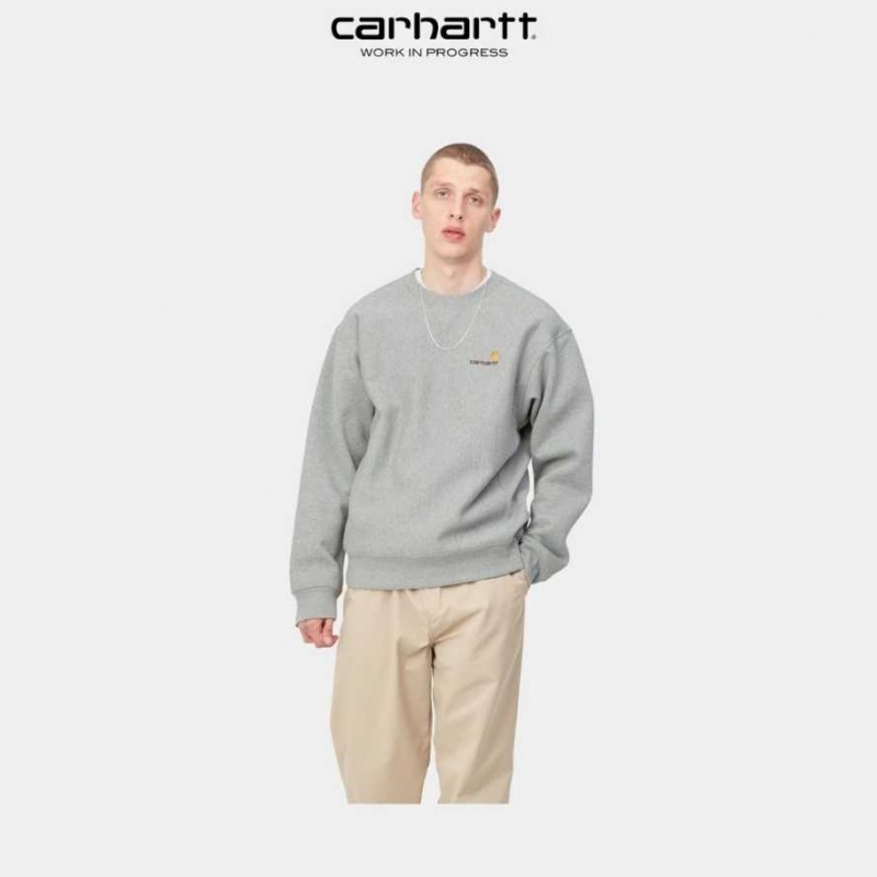 Carhartt Wip American Script Sweatshirt Grey Heather | TH0000238